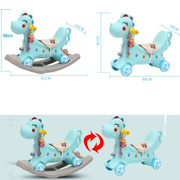 Ngựa bập bênh kết hợp xe chòi chân có nhạc cho bé RK-511