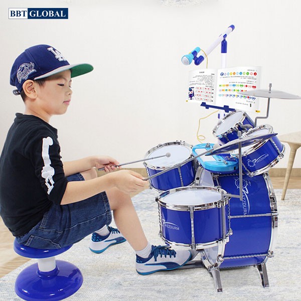 Bộ trống đồ chơi cho bé cỡ lớn kèm ghế ngồi và mic 1704
