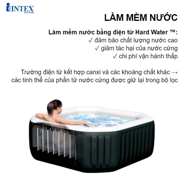 Bể bơi sục massage có máy lọc tạo clo từ muối 2m01 INTEX 28458