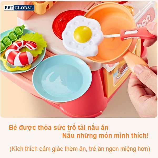 Đồ chơi bếp nấu ăn cho bé 26 chi tiết hồng 889-174