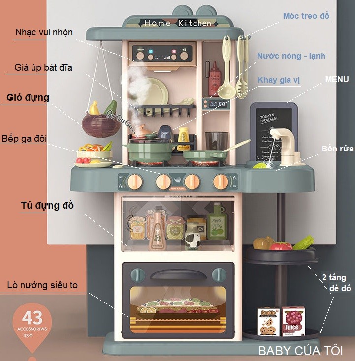 Đồ chơi bếp nấu ăn cho bé 43 chi tiết