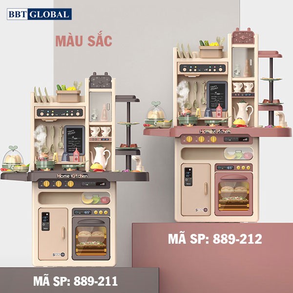 Đồ chơi nấu ăn cao cấp cỡ đại 93cm 65 chi tiết hồng hiện đại 889-212