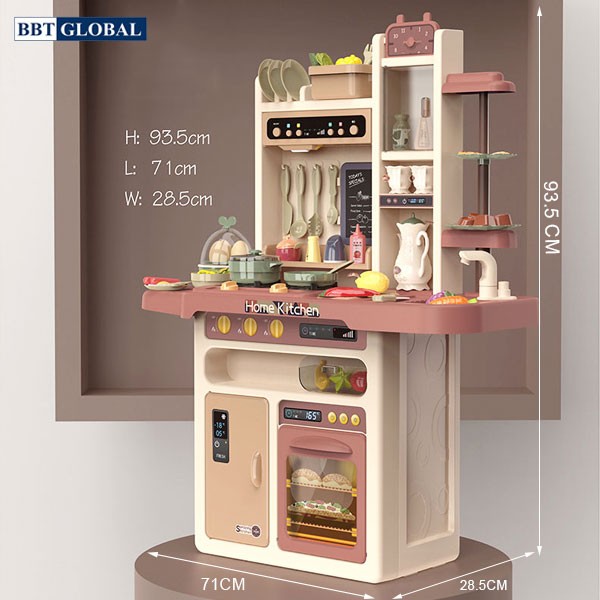 Đồ chơi nấu ăn cao cấp cỡ đại 93cm 65 chi tiết hồng hiện đại 889-212