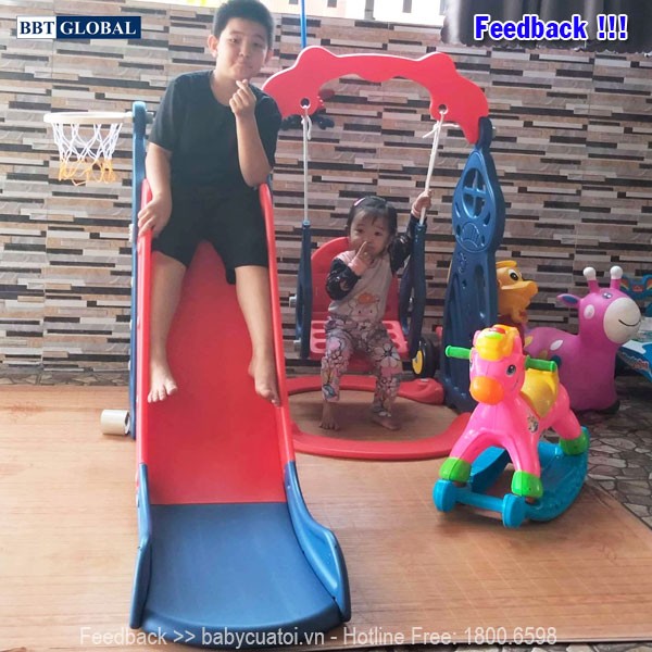 Cầu trượt xích đu hình lâu đài BSL301