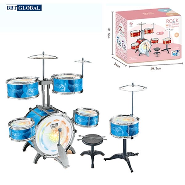 Bộ trống đồ chơi cho bé 9 chi tiết cỡ lớn kèm ghế ngồi M6310