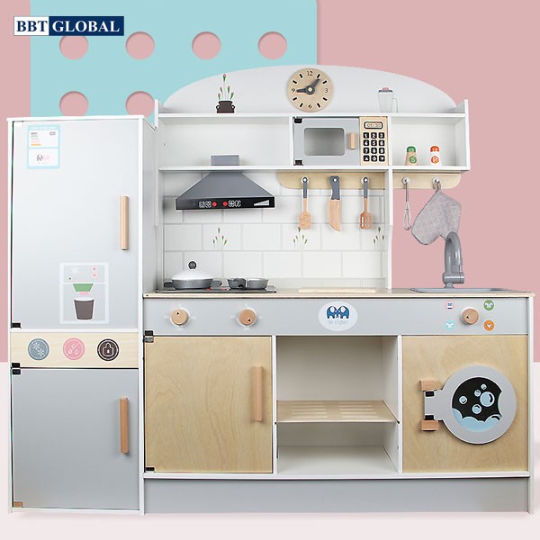 Đồ chơi nấu ăn gỗ cao cấp BBT GLOBAL cỡ lớn có đèn và âm thanh MSN21001