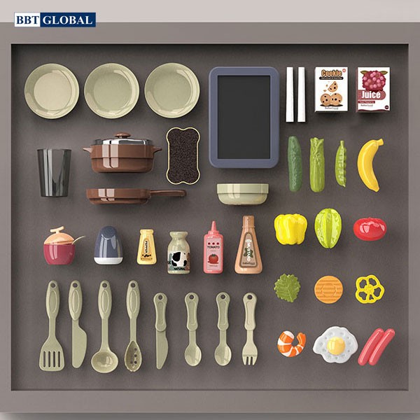 Đồ chơi nấu ăn 63cm 42 chi tiết xanh có khói 889-187