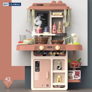 Bếp nấu ăn cho bé 63cm 42 chi tiết hồng có khói 889-188