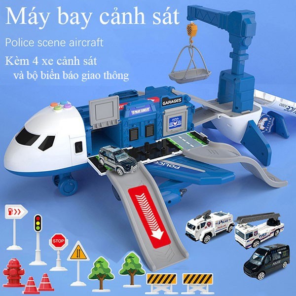 Mô hình máy bay cảnh sát có đèn và nhạc cỡ lớn SJ670C