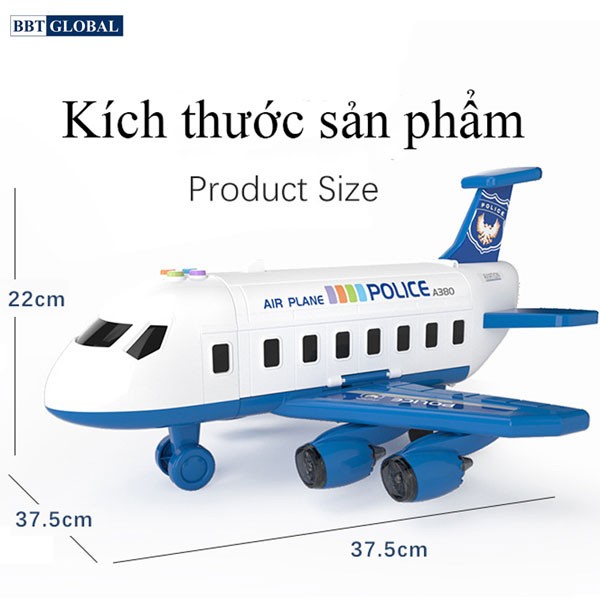 Mô hình máy bay cảnh sát có đèn và nhạc cỡ lớn SJ670C