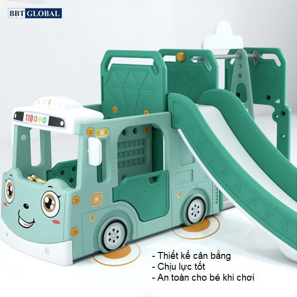 Cầu trượt xích đu xe bus đa năng máng dài BBT Global BSL313