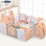 Combo vương miện quây bóng kèm cầu trượt xích đu BSL320 hồng cam
