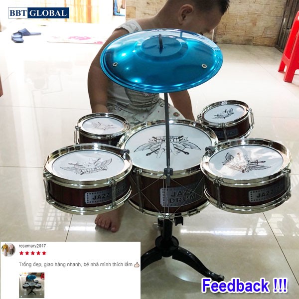 Bộ trống đồ chơi cho bé 6 chi tiết kèm ghế ngồi 586-300