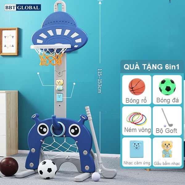 Đồ chơi cột ném bóng rổ cho bé 6 trong 1 cỡ lớn BBT GLOBAL BBR02