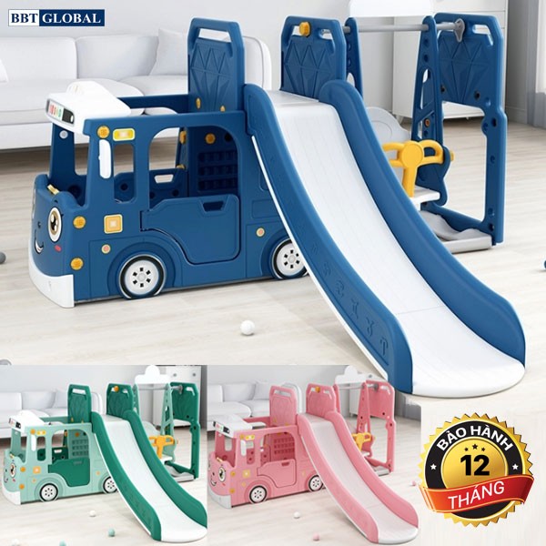 Cầu trượt xích đu xe bus đa năng máng dài BBT Global BSL313