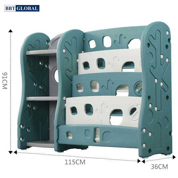 Giá kệ để đồ chơi kèm giá sách cho bé BBT Global SH9603GS - Xanh