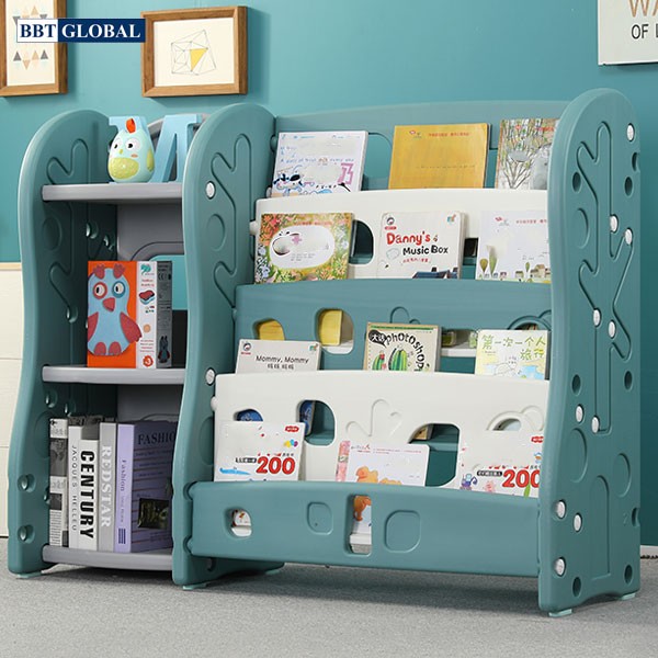 Giá kệ để đồ chơi kèm giá sách cho bé BBT Global SH9603GS - Xanh