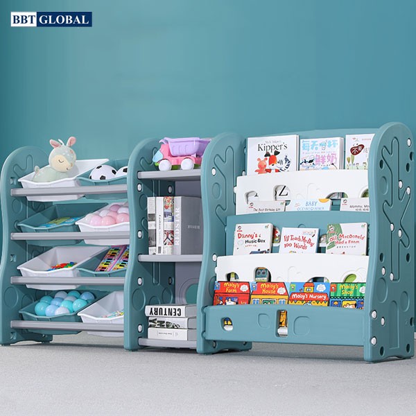 Giá kệ để đồ chơi kèm giá sách cho bé BBT Global SH9603GS - Xanh