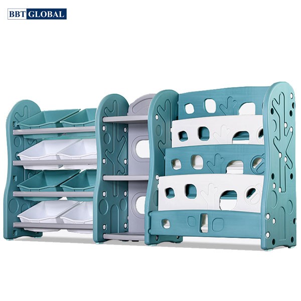 Giá kệ để đồ chơi kèm giá sách cho bé BBT Global SH9603GS - Xanh