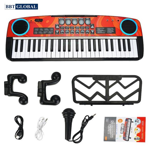 Đàn organ điện tử cho bé 49 phím có mic, sạc, giá đỡ, chân cao 4901A