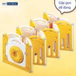 Quây cũi gấp gọn kẻ sọc có bóng rổ và ném vòng BBT GLOBAL BR9507S - Xanh