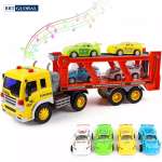 Mô hình xe tải có đèn và nhạc chở 4 siêu xe WY570B