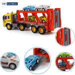 Mô hình xe tải có đèn và nhạc chở 4 siêu xe WY570B
