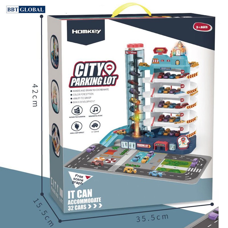 Đồ chơi mô hình đường ray kỳ thú- Garage ô tô tự động 5 tầng 3302A