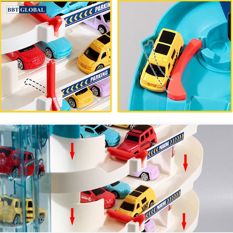 Đồ chơi mô hình đường ray kỳ thú- Garage ô tô tự động 5 tầng 3302A