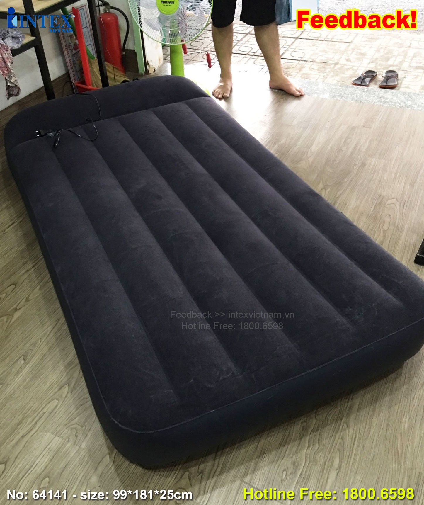 Combo 2 đệm hơi công nghệ mới INTEX tích hợp gối đầu
