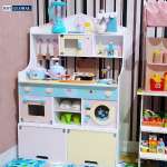 Set bếp gỗ nấu ăn cao cấp kèm tủ đồ 2 tầng MSN19031
