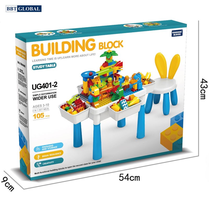 Bộ bàn ghế xếp hình LEGO đa năng kèm 105 chi tiết xếp hình cỡ lớn UG401-2