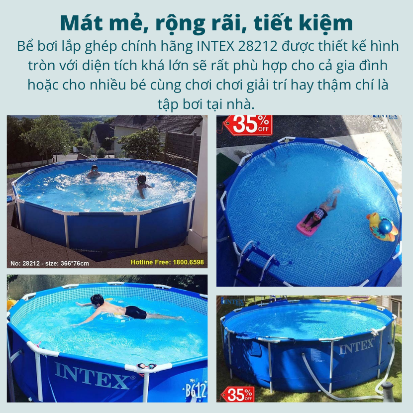 Bể bơi khung kim loại tròn 3m66 có máy lọc nước INTEX 28212