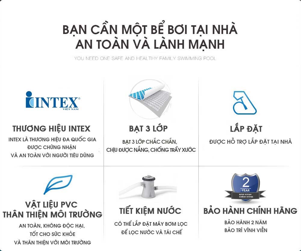 Bể bơi khung kim loại chịu lực cao cấp PREMIUM dài 3m INTEX 26784