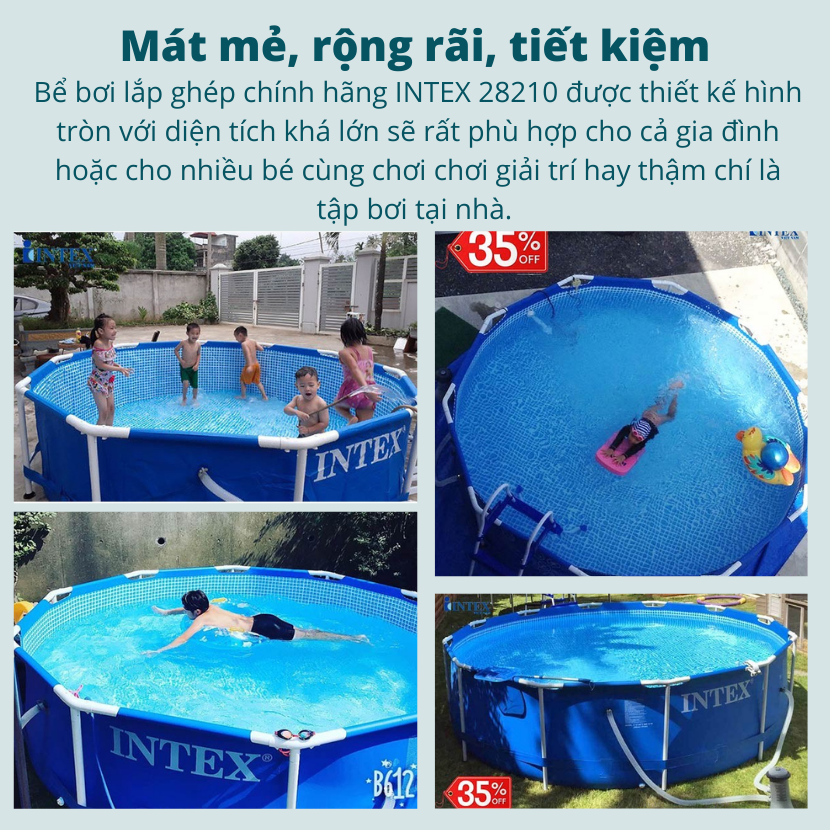 Bể bơi khung kim loại tròn 366*76cm INTEX 28210