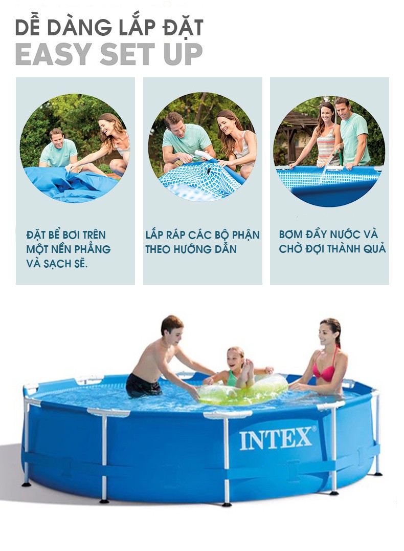 Bể bơi khung kim loại tròn 366*76cm INTEX 28210