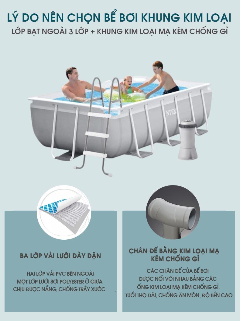 bể bơi cao cấp gồm ba lớp vải lưới dày dặn