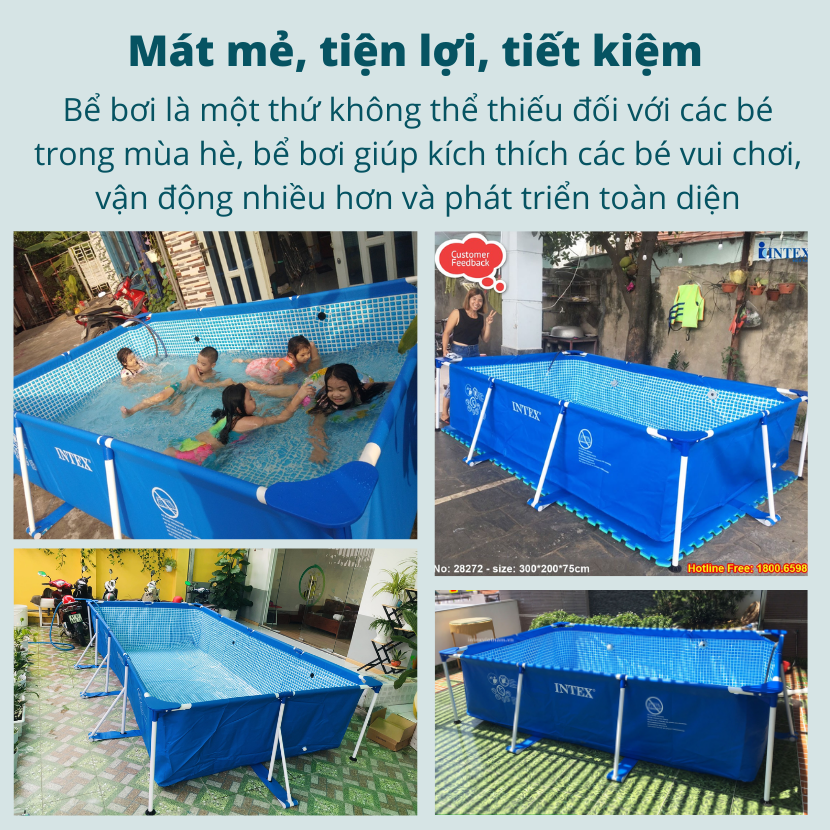 Bể bơi khung kim loại chữ nhật 3m*2m INTEX 28272