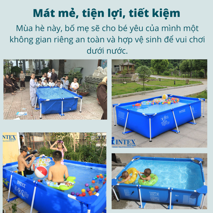 Bể bơi khung kim loại chữ nhật 2,2m*1,5m INTEX 28270