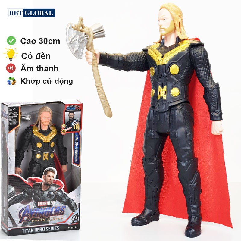 Đồ chơi mô hình siêu nhân 30cm có đèn và nhạc - Thần sấm Thor 21008-LS