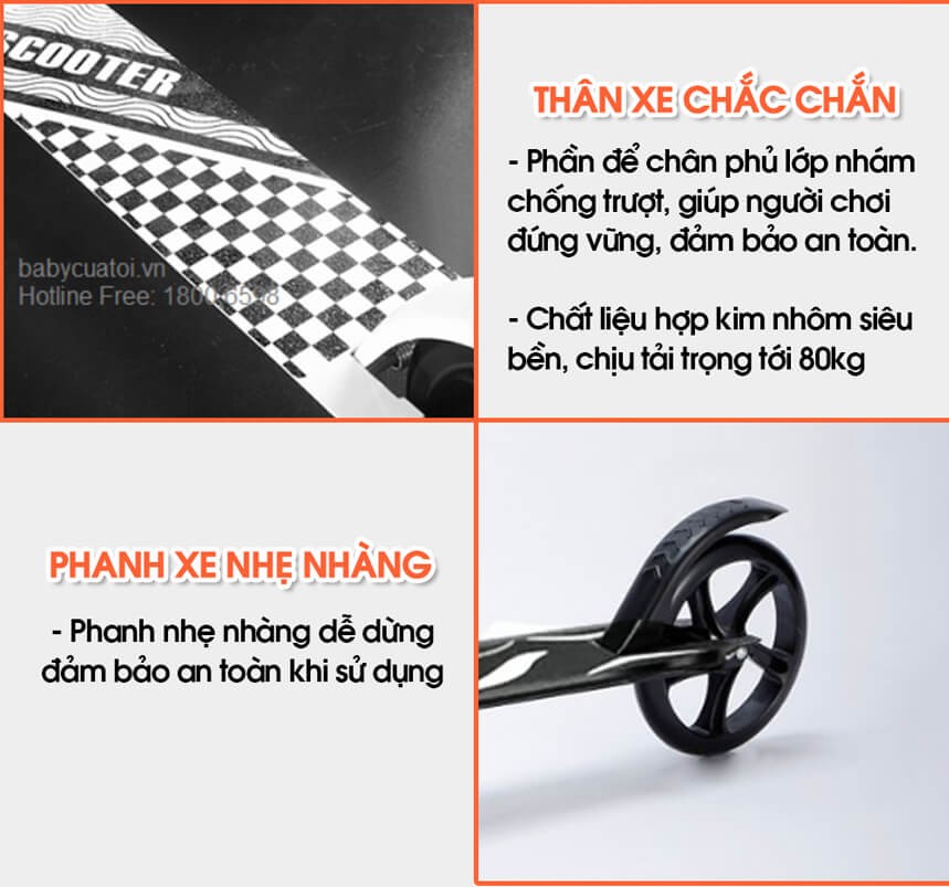 Xe trượt Scooter có phanh BBT Global cỡ lớn KM988