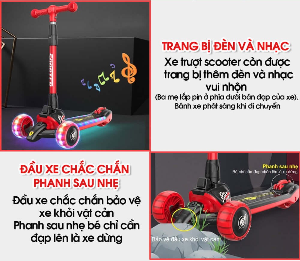 Xe trượt scooter bánh phát sáng BBT GLOBAL KM989
