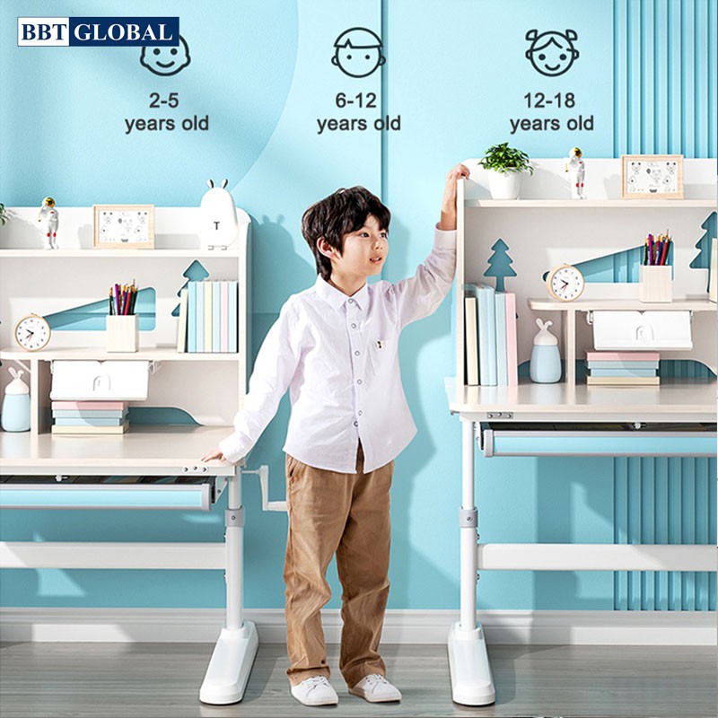 Bàn học chống gù chống cận BBT GLOBAL 120cm 2 mầu xanh/hồng BB202-120