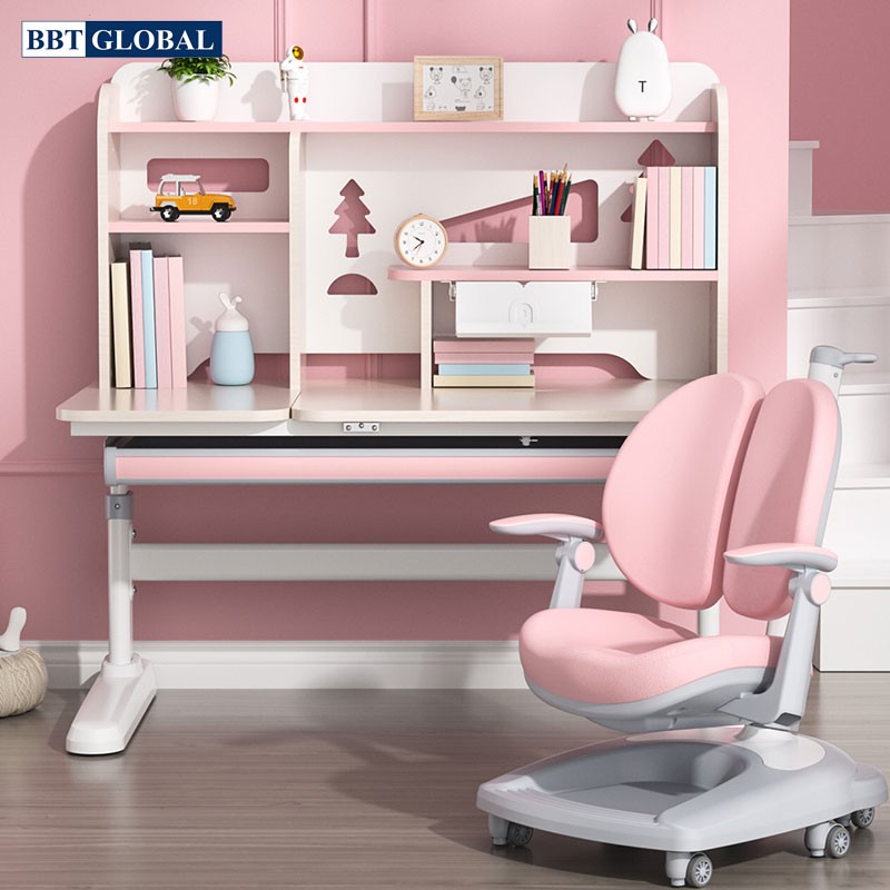 Bàn học chống gù chống cận BBT GLOBAL 120cm 2 mầu xanh/hồng BB202-120