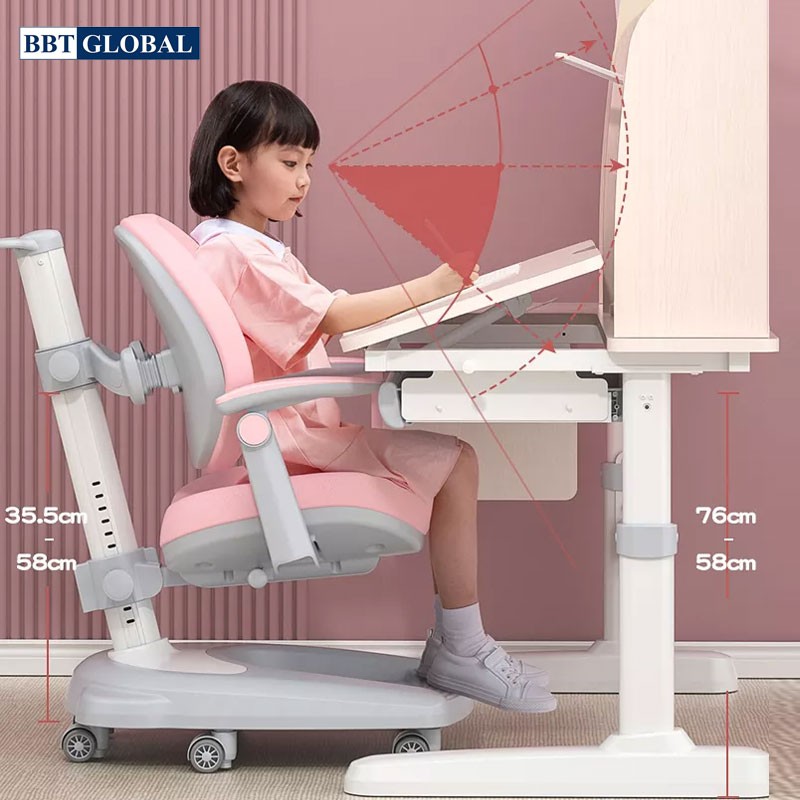 Bàn học chống gù chống cận BBT GLOBAL 120cm 2 mầu xanh/hồng BB203-120