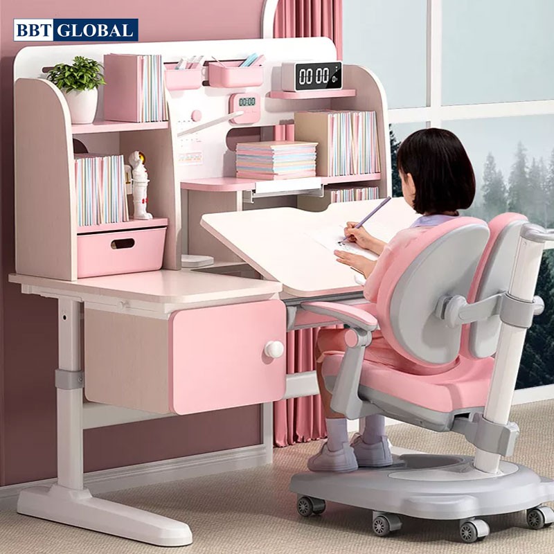 Bàn học chống gù chống cận BBT GLOBAL 120cm 2 mầu xanh/hồng BB203-120