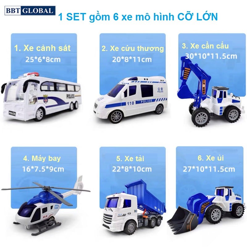 Bộ 6 xe cảnh sát cỡ lớn cho bé XLQ-6J
