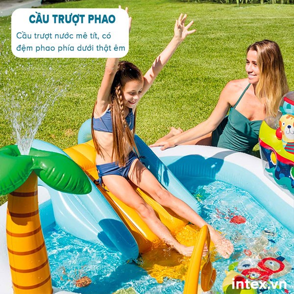 Bể bơi phao cầu trượt có cần câu cá intex 57162