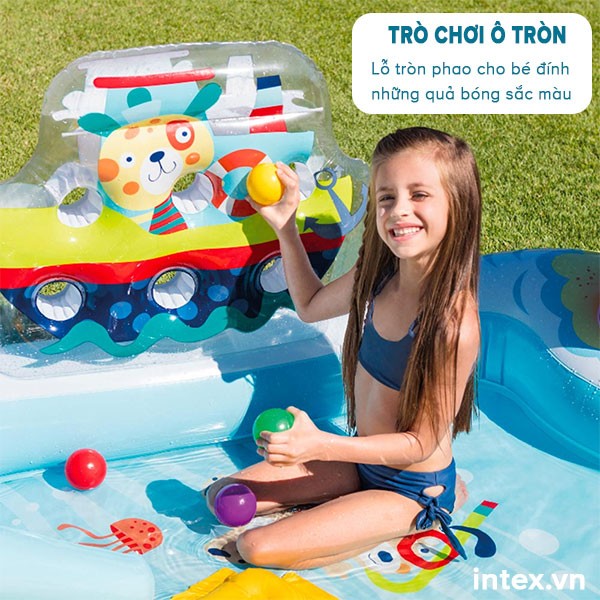 Bể bơi phao cầu trượt có cần câu cá intex 57162