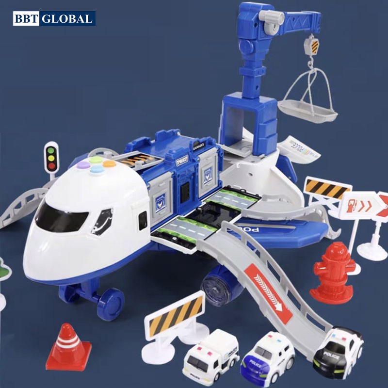 Đồ chơi mô hình máy bay cảnh sát có đèn và nhạc cỡ vừa SJ676C